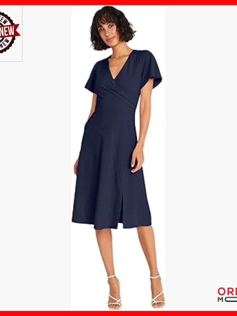 Size 8 Cocktail Dress With V-Neck Flutter Sleeves For Wedding Guest